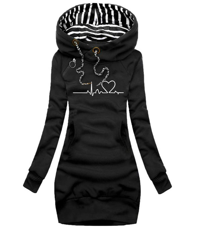 Heart Print Women's Hoodie Top Heart Print Women's Hoodie Top